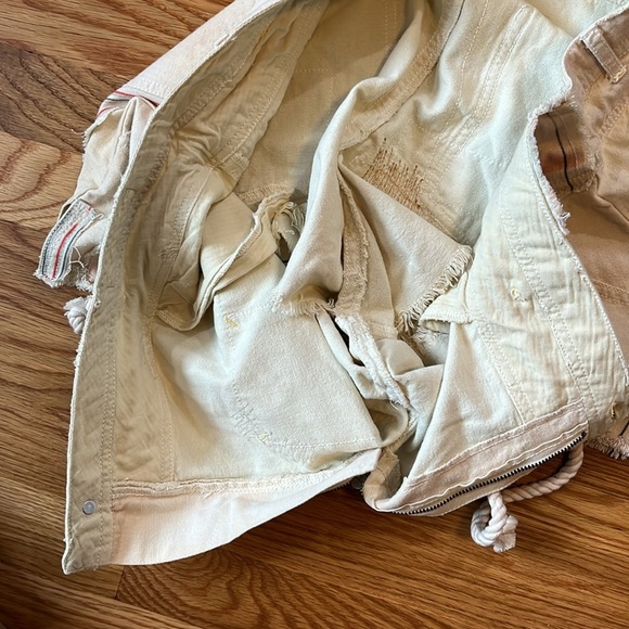 Free People Patchwork Distressed Cotton/Linen Drawstring Shorts Size 14 NWT - Picture 9 of 17